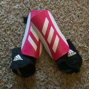 Big Kids White and Pink Size Large Adidas Soccer Shin Guard
